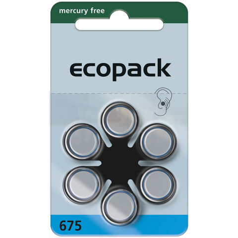 60 x Hörgerätebatterie eco Pack-Größe 675